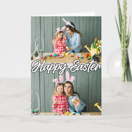 Schattig Familie Aangepaste 2-foto Pasen Feestdagen Kaart (Voorkant)