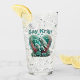 Schattig familieportret van de walvis "Say Krill" Glas