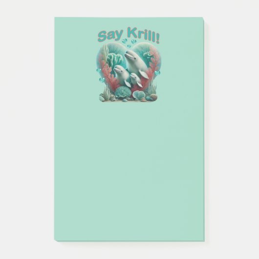 Schattig familieportret van de walvis "Say Krill" Post-it® Notes (Voorkant)