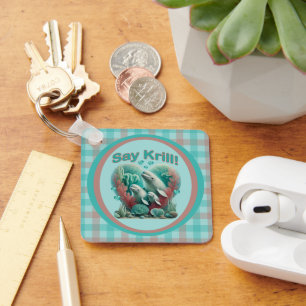 Schattig familieportret van de walvis "Say Krill" Sleutelhanger