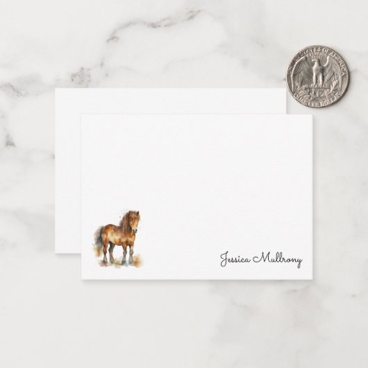 Schattig Fantasie Bruin Pony Schrift Paard Kindere Notitiekaartje (Voorkant / Achterkant in situ)