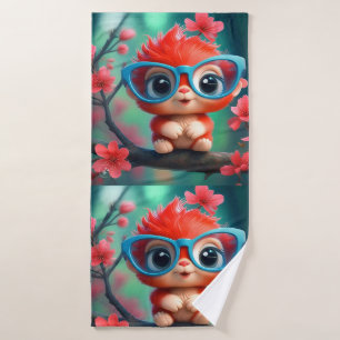 Schattig Fantasie Dieren Cartoon Met Bril-68807 Badhanddoek