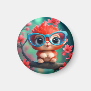 Schattig Fantasie Dieren Cartoon Met Bril-68807 Magneet