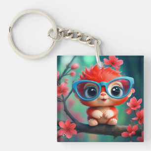 Schattig Fantasie Dieren Cartoon Met Bril-68807 Sleutelhanger
