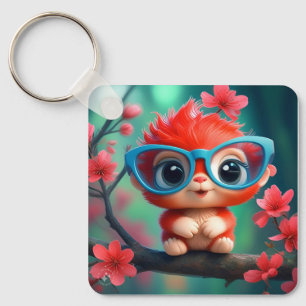Schattig Fantasie Dieren Cartoon Met Bril-68807 Sleutelhanger