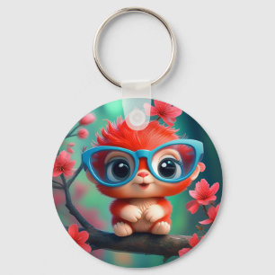 Schattig Fantasie Dieren Cartoon Met Bril-68807 Sleutelhanger