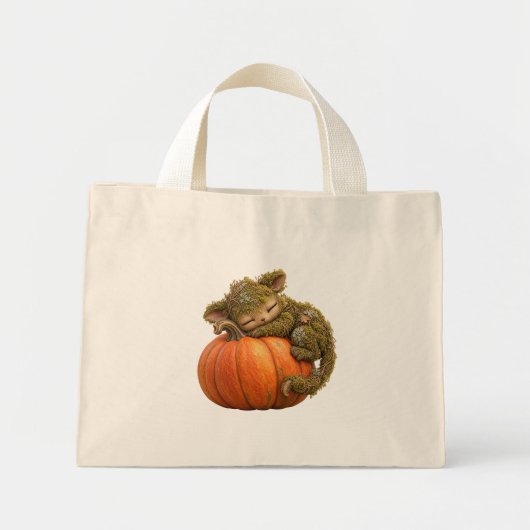 Schattig Fantasie Mos Wezen dat een Pompoen Knuffe Mini Tote Bag (Voorkant)