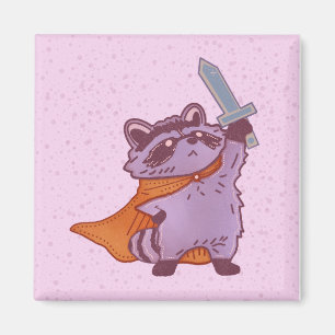 Schattig Fantasie Wasbeer Krijger met Zwaard & Cap Magneet