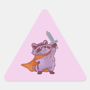 Schattig Fantasie Wasbeer Krijger met Zwaard & Cap Sticker