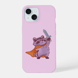 Schattig Fantasie Wasbeer Krijger met Zwaard en Ca iPhone 15 Case