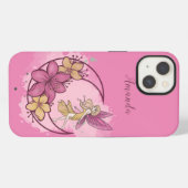 Schattig fantasiewezen op de maan, eigen naam iPhone hoesje (Achterkant horizontaal)