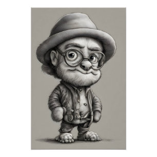 Schattig Fantasy Creature Dragen van een jas en Pe Perfect Poster