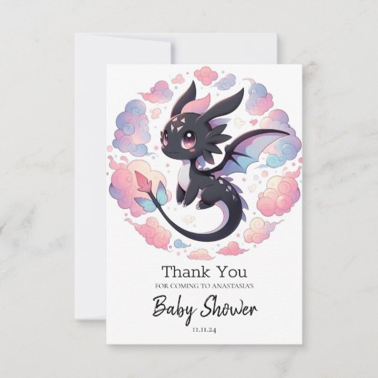 Schattig Fantasy Dragon Baby shower Bedankkaart (Voorkant)