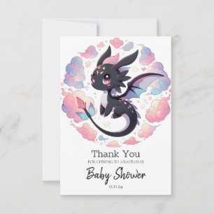 Schattig Fantasy Dragon Baby shower Bedankkaart