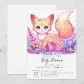 Schattig Fantasy Fox Baby shower Kaart (Voorkant / Achterkant)