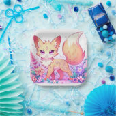Schattig Fantasy Fox Baby shower Papieren Bordje (Feest)
