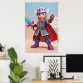 Schattig Fantasy Held Ridder Kunst Poster (Thuiskantoor)