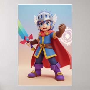 Schattig Fantasy Held Ridder Kunst Poster