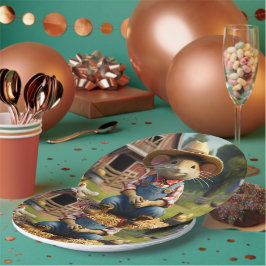 Schattig Farmer Mouse Paper Party Bord