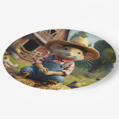 Schattig Farmer Mouse Paper Party Bord (Gekanteld)