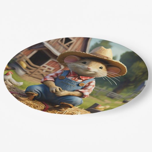 Schattig Farmer Mouse Paper Party Bord (Gekanteld)