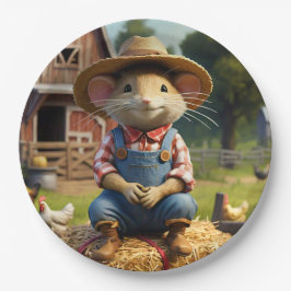 Schattig Farmer Mouse Paper Party Bord