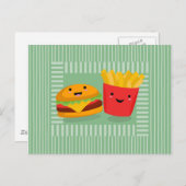Schattig Fast Food Hamburger Friet Briefkaart (Voorkant / Achterkant)
