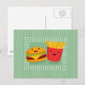 Schattig Fast Food Hamburger Frites Briefkaart (Voorkant / Achterkant)