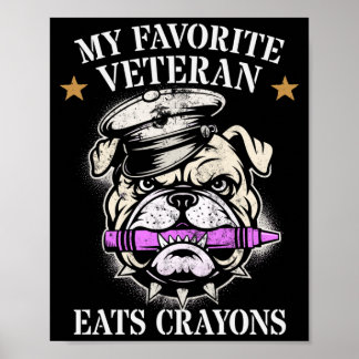 Schattig favoriete veteraan eet kleurpotloden squa poster