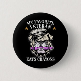 Schattig favoriete veteraan eet kleurpotloden squa ronde button 5,7 cm