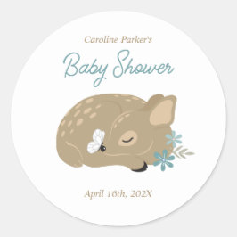 Schattig Fawn Baby shower Ronde Sticker