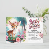 Schattig Fawn Wildflower Meisje Baby shower Kaart (Staand voorkant)