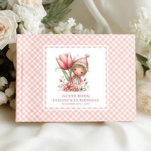 Schattig Fee Meisje 2e Verjaardag Roze Bloemen Gas Gastenboek