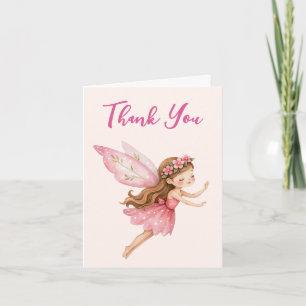 Schattig fee meisje in roze jurk Fantasievol Bedankkaart