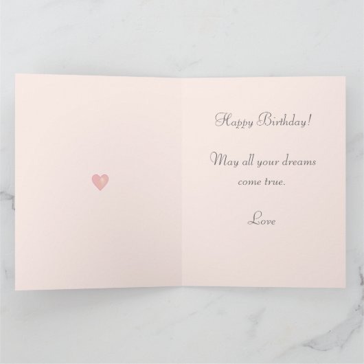 Schattig fee meisje op lichtroze verjaardagskaart kaart (Binnen)