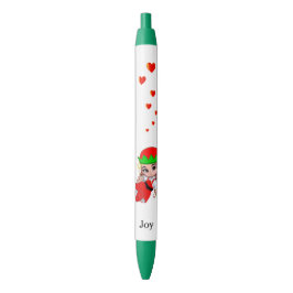 Schattig fee met liefdeshartjes op witte achtergro zwarte inkt pen