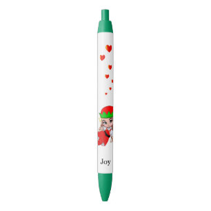 Schattig fee met liefdeshartjes op witte achtergro zwarte inkt pen