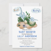 Schattig feest van Dinosauriërs! Rij! Baby Shower Kaart (Voorkant)