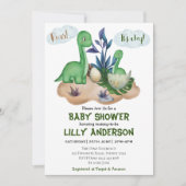 Schattig feest van Dinosauriërs! Rij! Baby Shower Kaart (Voorkant)