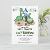 Schattig feest van Dinosauriërs! Rij! Baby Shower Kaart (Staand voorkant)