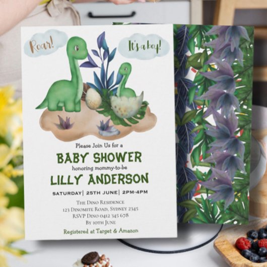 Schattig feest van Dinosauriërs! Rij! Baby Shower Kaart