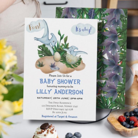 Schattig feest van Dinosauriërs! Rij! Baby Shower Kaart