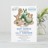 Schattig feest van Dinosauriërs! Rij! Baby Shower Kaart (Staand voorkant)