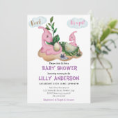 Schattig feest van Dinosauriërs! Rij! Baby Shower Kaart (Staand voorkant)