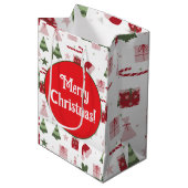 Schattig feestelijk bewerkbaar Prettig Kerstfeest Medium Cadeauzakje (Voorkant Gekanteld)