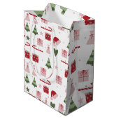 Schattig feestelijk bewerkbaar Prettig Kerstfeest Medium Cadeauzakje (Achterkant Gekanteld)