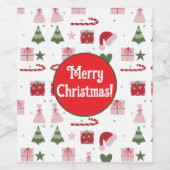 Schattig feestelijk bewerkbaar Prettig Kerstfeest Wijn Etiket (Enkel label)