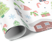 Schattig feestelijk kerstpatroon cadeaupapier (Rol Hoek)