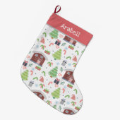 Schattig feestelijk kerstpatroon grote kerstsok (Voorkant (Hangend))