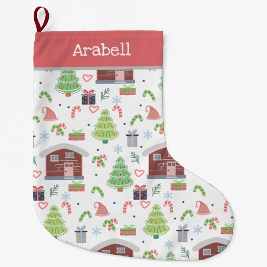 Schattig feestelijk kerstpatroon grote kerstsok (Voorkant)